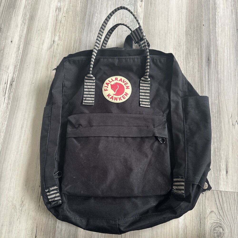 Fjallraven Kanken Backpack Black with Ox Striped Straps Classic Backpack